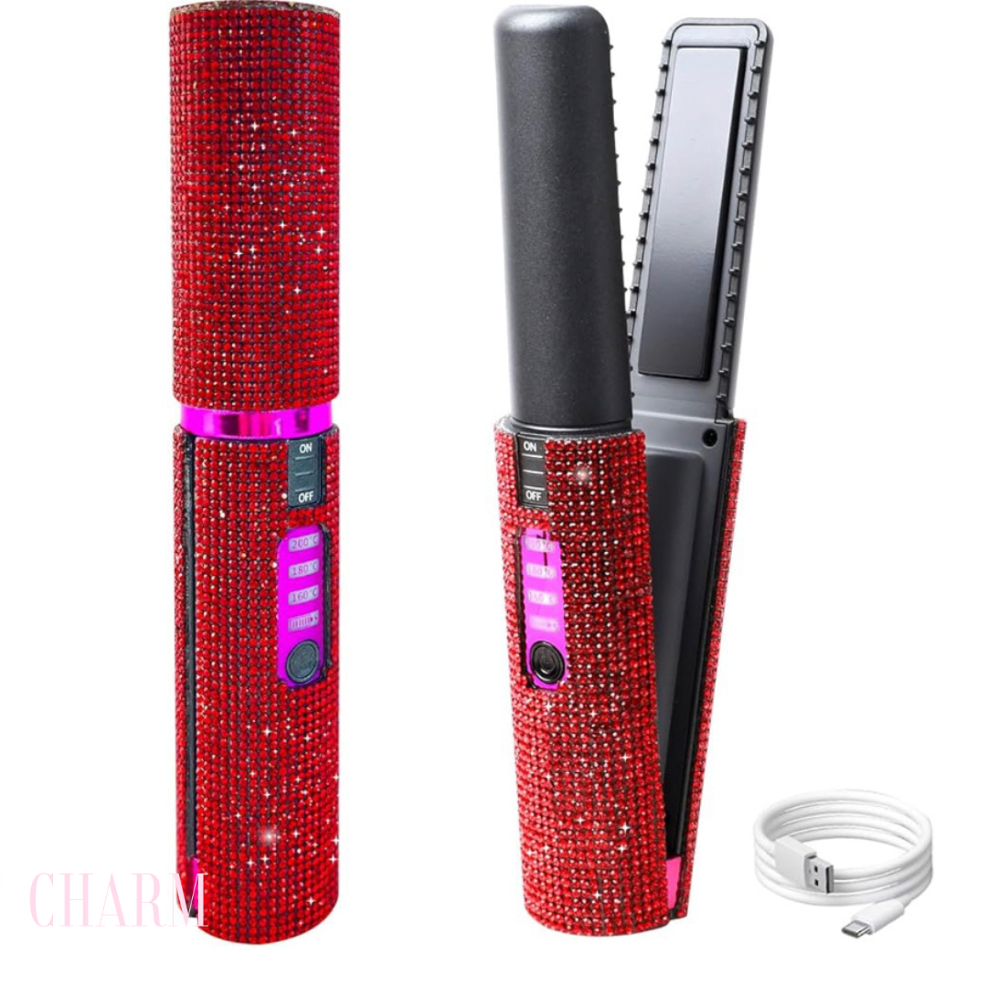 CharmGliss Rhinestone Rechargeable Portable Flat Iron