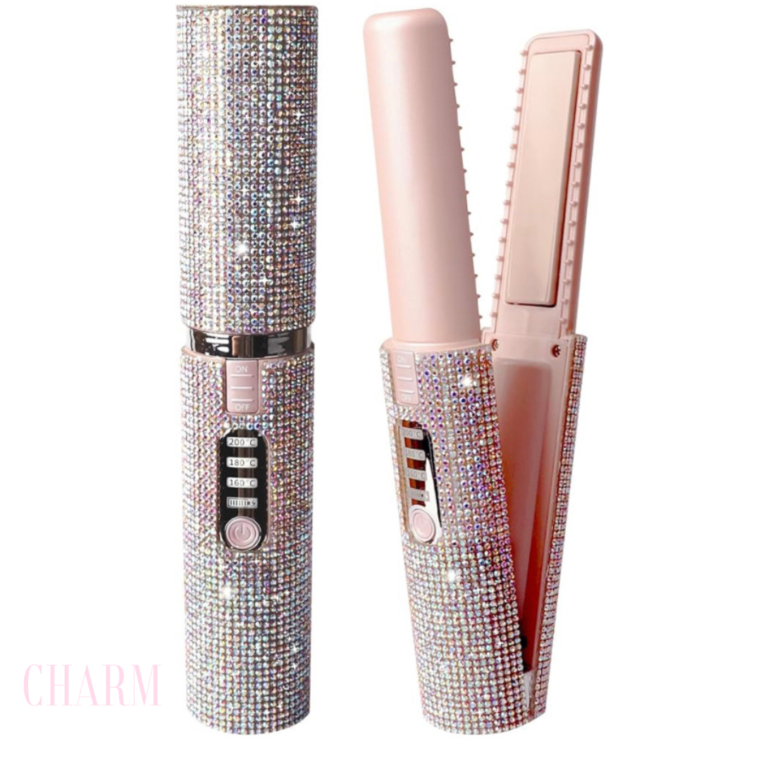 CharmGliss Rhinestone Rechargeable Portable Flat Iron